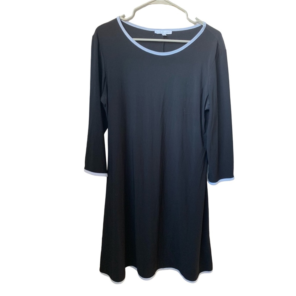 ANNALEE + HOPE Women’s Black Blue Gray Piping Shift Midi Dress Size:Large